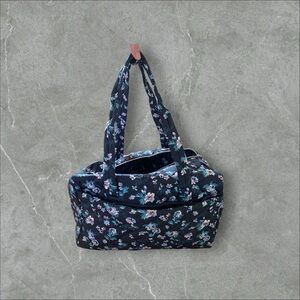 Large duffel bag dark navy blue floral with strap new with tags